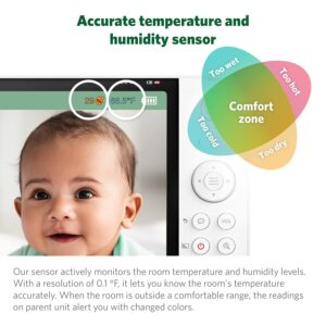 LeapFrog LF920HD Baby Monitor with Camera and Audio, 7" HD LCD Display, Color Day&Night Vision, 360 Pan-tilt, 8XZoom, Night Light, Temp & Humidity Sensor, Up to 1000ft, Secure Transmission No WiFi