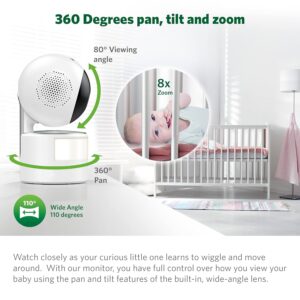 LeapFrog LF920HD Baby Monitor with Camera and Audio, 7" HD LCD Display, Color Day&Night Vision, 360 Pan-tilt, 8XZoom, Night Light, Temp & Humidity Sensor, Up to 1000ft, Secure Transmission No WiFi